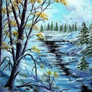 Rose Lévesque peinture- forêt en hiver