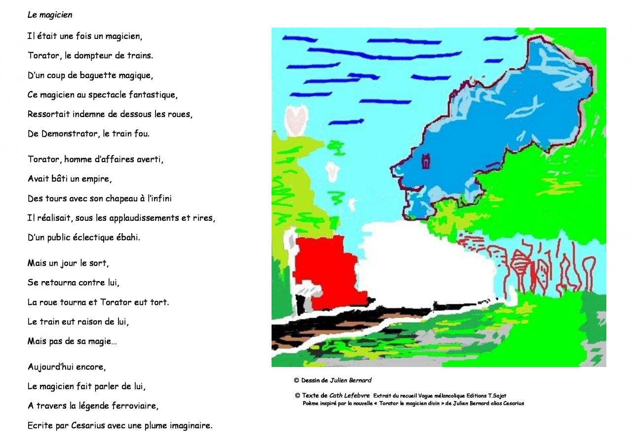 Dessin de Julien Bernard/poème Le magicien de Cath Lefebvre