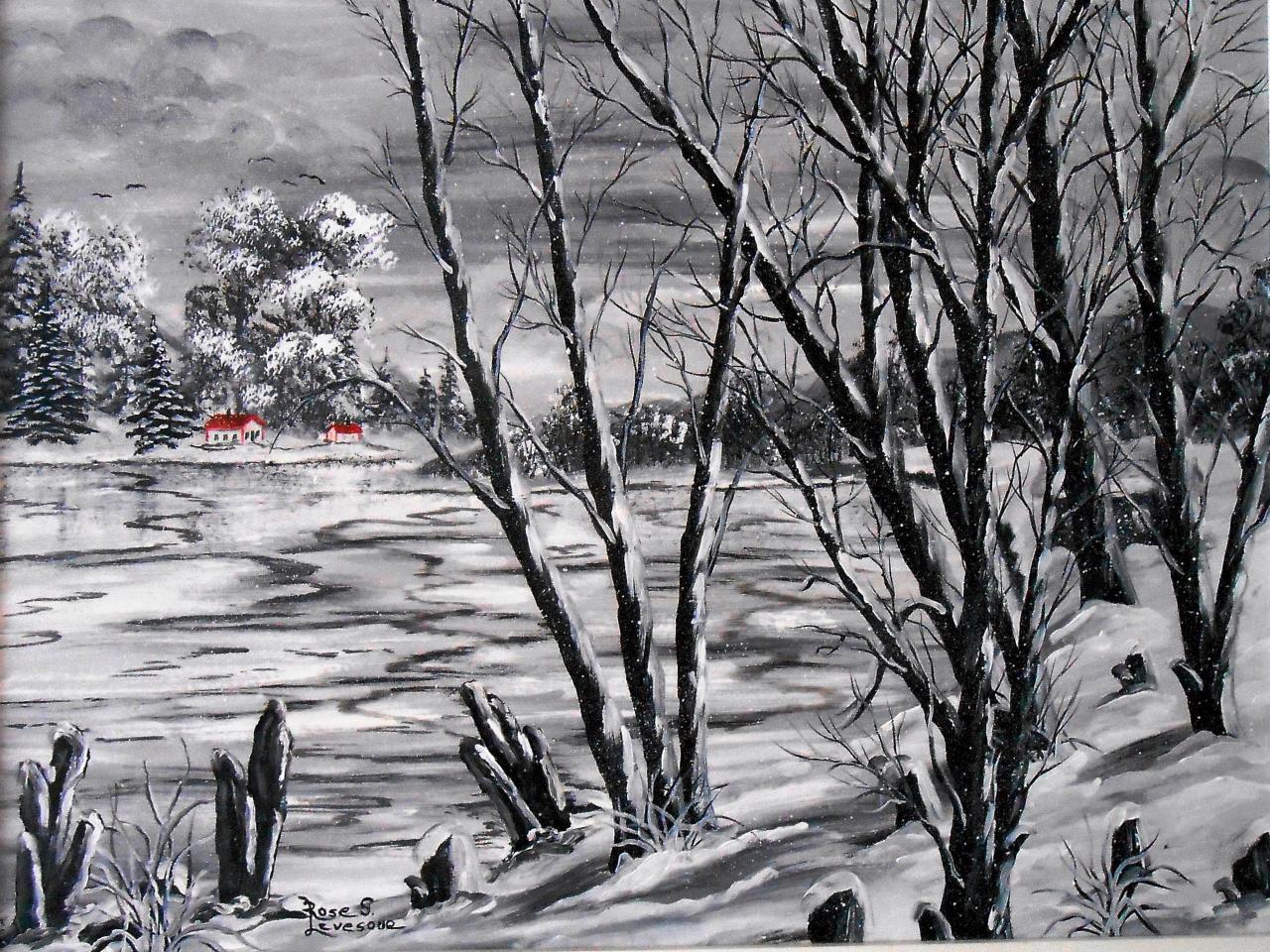 Rose Lévesque peinture L'hiver au Québec